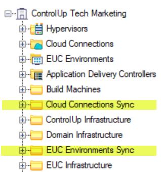Showing the location of the ControlUp synchronization folders for EUC environments